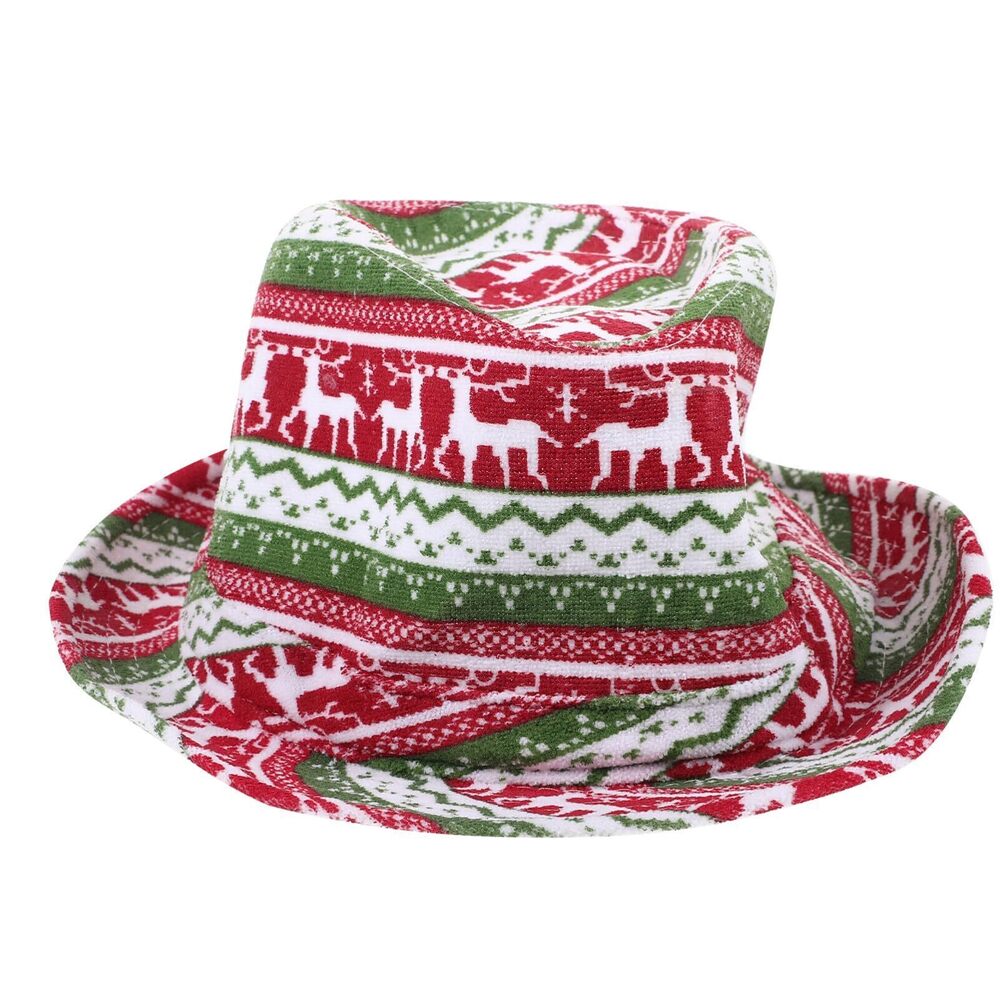 8153 Ugly Sweater Fedora Hat Funny Christmas Holiday Hat Red and Green Ugly
